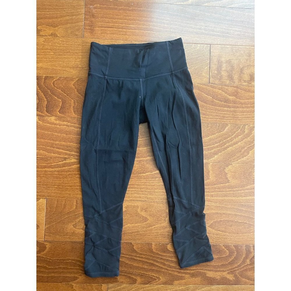Athleta Womens Black Cropped Leggings Stretch Pants Size XS Sheer